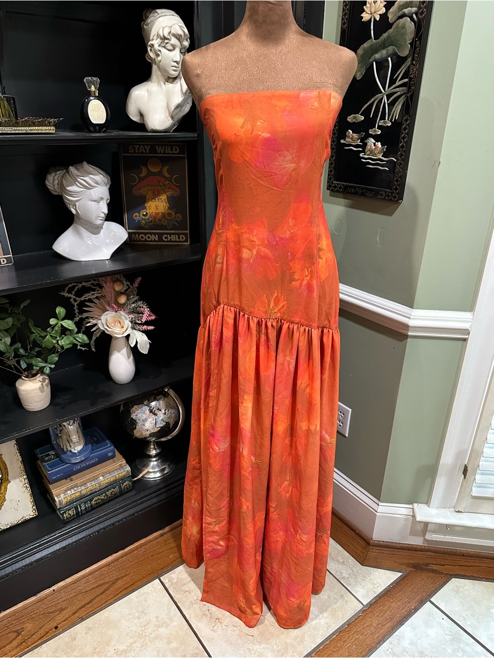 Peppermayo Eden Strapless Tropical Maxi Dress – Size US 8